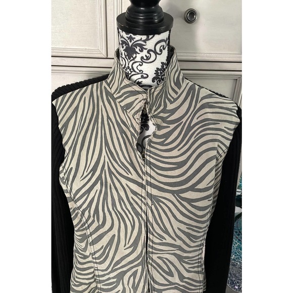Women’s designer leather zebra print jacket petite XL - Picture 2 of 8